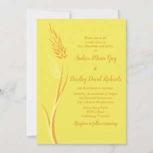 Invitación Boda de la granja rural de trigo de otoño amarillo