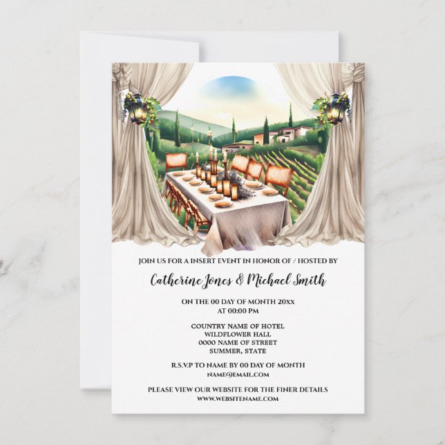 Invitación Boda de la granja vinícola toscana (Anverso)