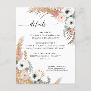 Invitación Boda de la Grasa del Desierto Boho Floral Pampas