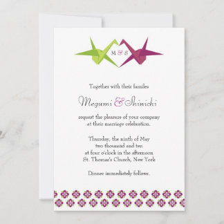 Invitación Boda de la grúa de papel original