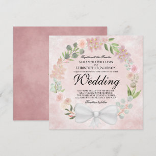Invitación Boda de la guirnalda de color Rosa agitado y rústi