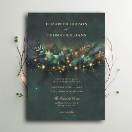 Invitación Boda de la guirnalda de oro encantado de los bosqu
