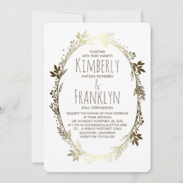 Invitación Boda de la guirnalda floral blanca y dorada