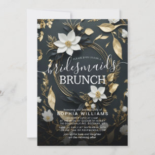 Invitación Boda de la guirnalda floral de oro blanco brunch