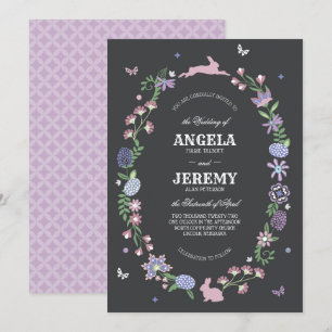 Invitación Boda de la guirnalda floral de Pascua