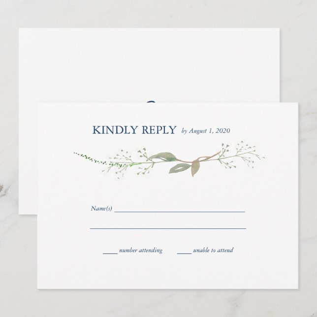 Invitación Boda de la guirnalda Gypsophila RSVP (Anverso / Reverso)