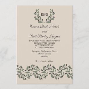 Invitación Boda de la guirnalda y la guirnalda del olivo