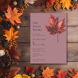Invitación Boda De La Hoja De Caída Simple La Noche Anterior
