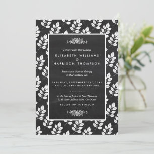 Invitación Boda de la hoja floral de Chalkboard