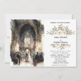 Invitación Boda de la iglesia acuarela tradicional
