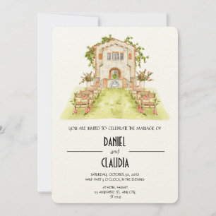Invitación Boda de la iglesia acuarela tradicional