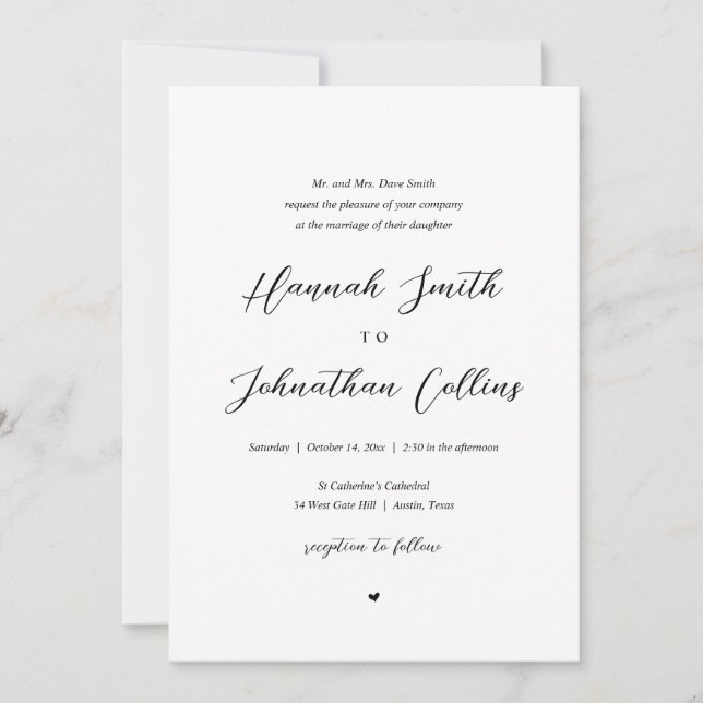 Invitación Boda de la Iglesia de la Novia y Groom, padres de  (Anverso)