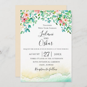 Invitación Boda de la isla coral botánica