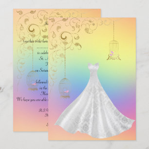 Invitación Boda de la jaula de bonito Rainbow Pastel