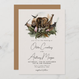 Invitación Boda de la jungla acuarela de Safari tropical