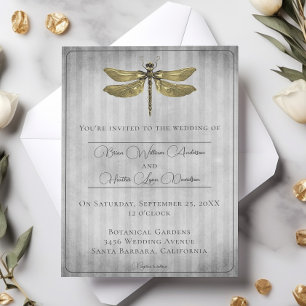 Invitación Boda de la libélula con joyas de oro