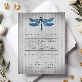 Invitación Boda de la libélula con manchas azules