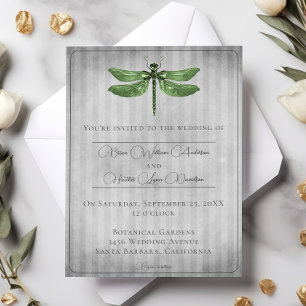 Invitación Boda de la libélula jewada verde