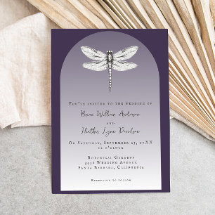 Invitación Boda de la libélula morada oscura