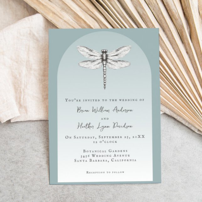 Invitación Boda de la libélula verde azulada (Teal Dragonfly Wedding Invitation)