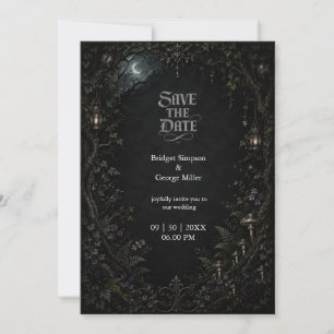 Invitación Boda de la linterna de la luna del bosque gótico 