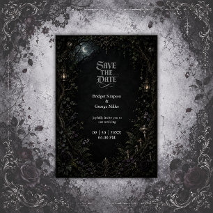 Invitación Boda de la linterna de la luna del bosque gótico