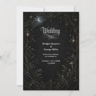 Invitación Boda de la linterna de la luna del bosque gótico