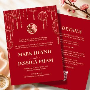 Invitación Boda de la Linterna Roja Bilingüe Vietnamita Inglé