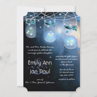 Invitación Boda de la luciérntica romántica Mason Jar