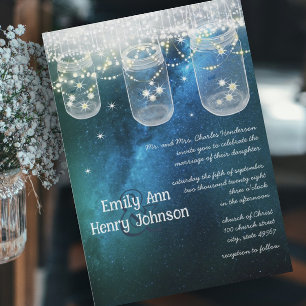 Invitación Boda de la luciérntica romántica Mason Jar