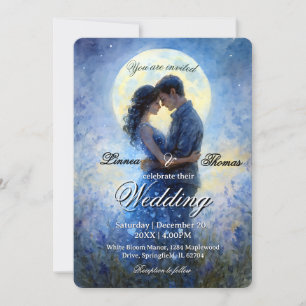 Invitación Boda de la luna Celestial Love Night Sky Theme