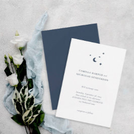 Invitación Boda de la luna de las estrellas azules celestes s