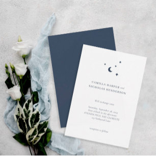 Invitación Boda de la luna de las estrellas azules celestes s
