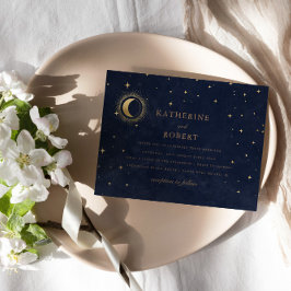 Invitación Boda de la luna de las estrellas azules de la medi