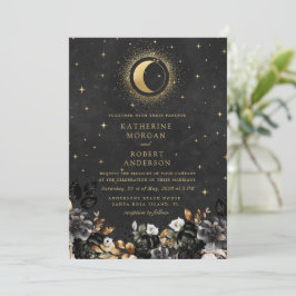 Invitación Boda de la luna de las estrellas negras celestes f
