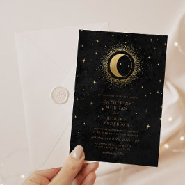 Invitación Boda de la Luna de los Estrellas Negros Celestiale