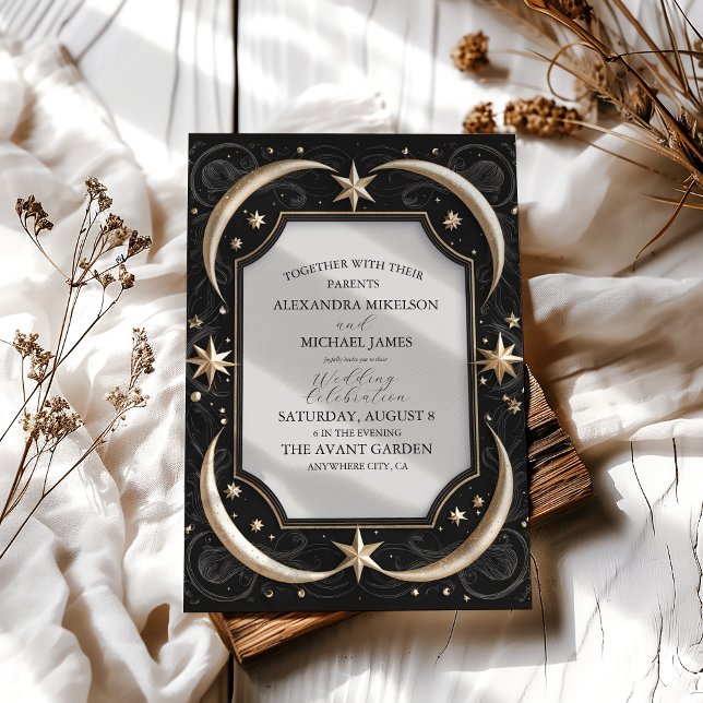 Invitación Boda de la Luna de los Estrellas Negros Celestiale (Subido por el creador)