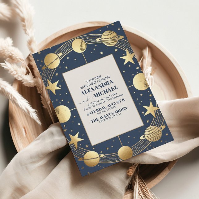 Invitación Boda de la luna de oro de la marina celestial (Subido por el creador)