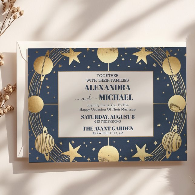 Invitación Boda de la luna de oro de la marina celestial (Subido por el creador)
