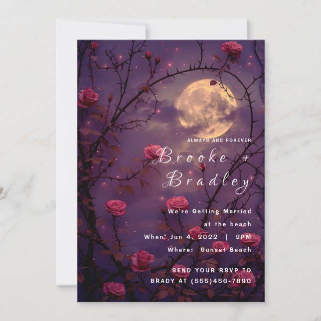 Invitación Boda de la Luna de Rosa Rosa (Anverso)