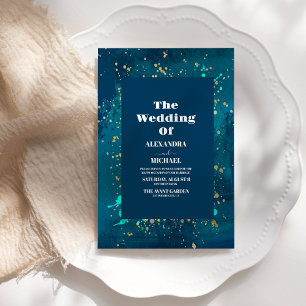 Invitación Boda de la luna llena del cielo galaxia celestial 