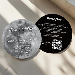 Invitación Boda de la luna llena del código QR del cielo noct