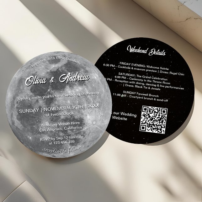 Invitación Boda de la luna llena del código QR del cielo noct (Subido por el creador)