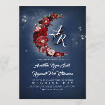 Boda de la luna nocturna floral floral de la marin