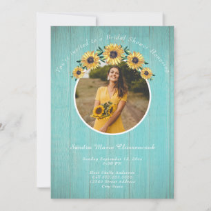 Invitación Boda de la Madera de Aqua, un girasol ruso, ducha 