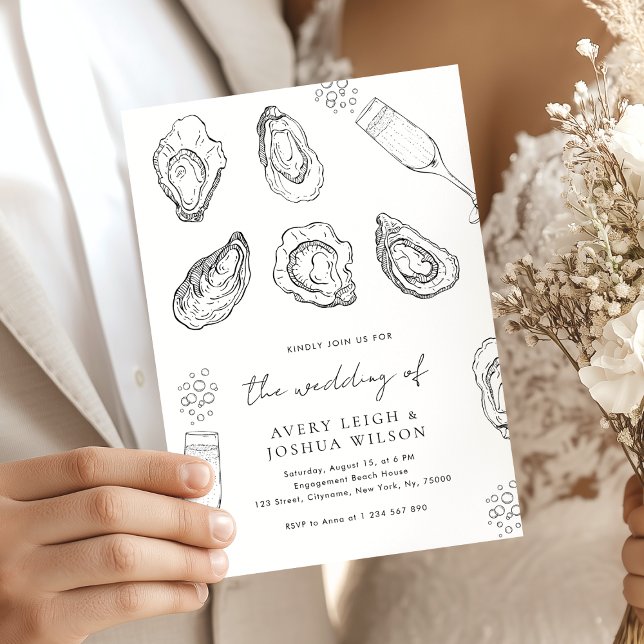 Invitación Boda de la manada de champán y ostras de mano para (Subido por el creador)