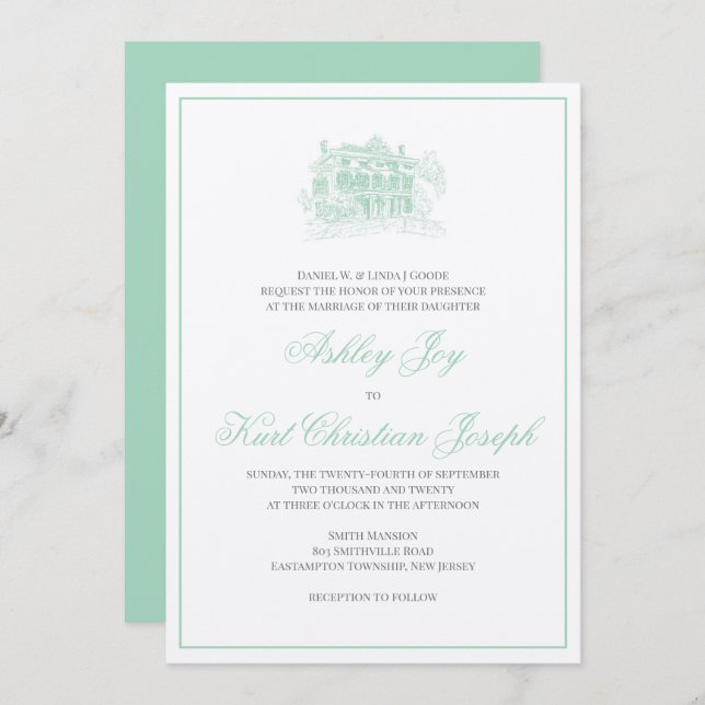 Invitación Boda de la mansión Smithville (Anverso / Reverso)