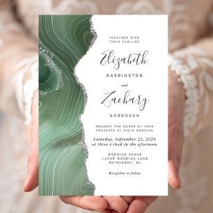 Invitación Boda de la máquina moderna de plata verde sage