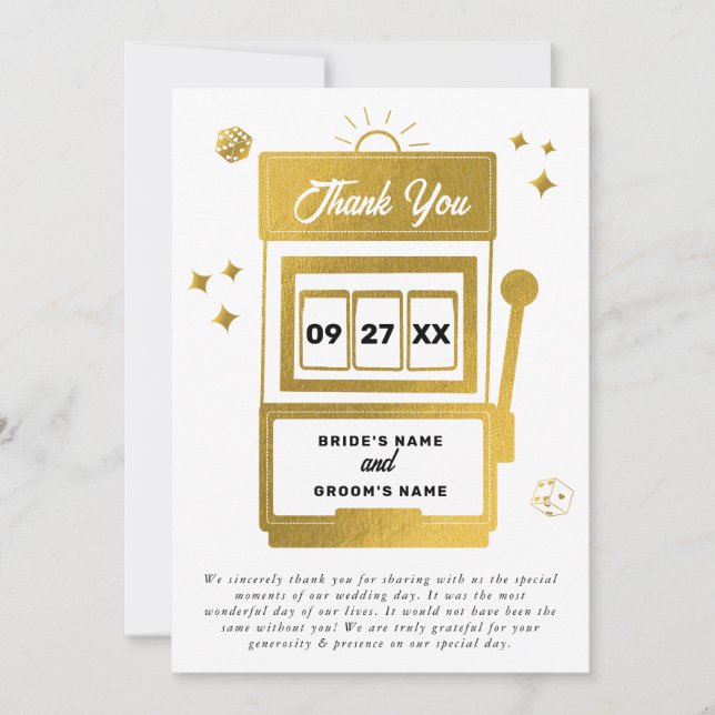 Invitación Boda de la máquina tragaperras del Casino de desti (Anverso)