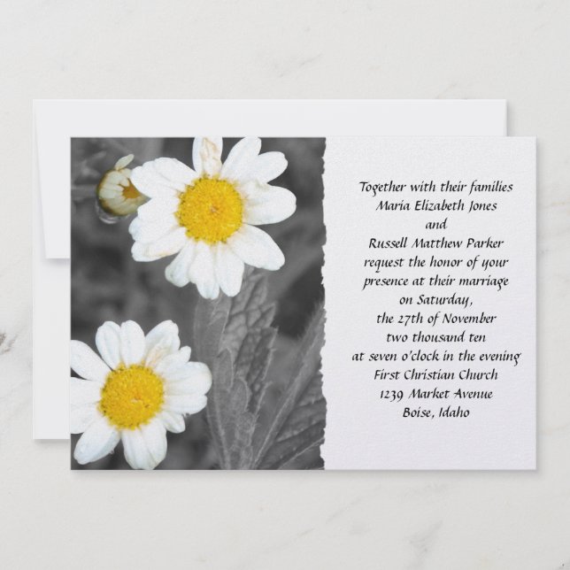 Invitación Boda de la margarita blanca (Anverso)